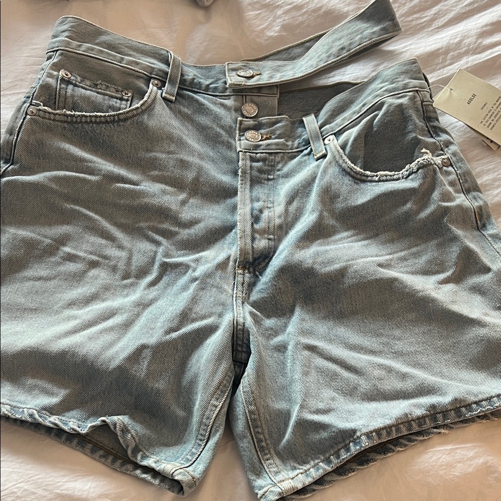 Agolde Light Blue Jean Shorts